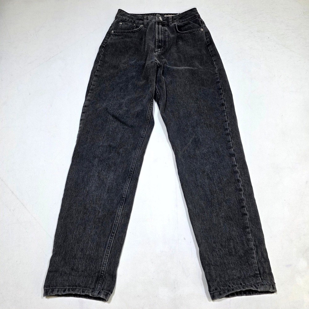 ASOS Straight Leg Jeans Womens 26/32 Black High Waisted Washed Denim F100076